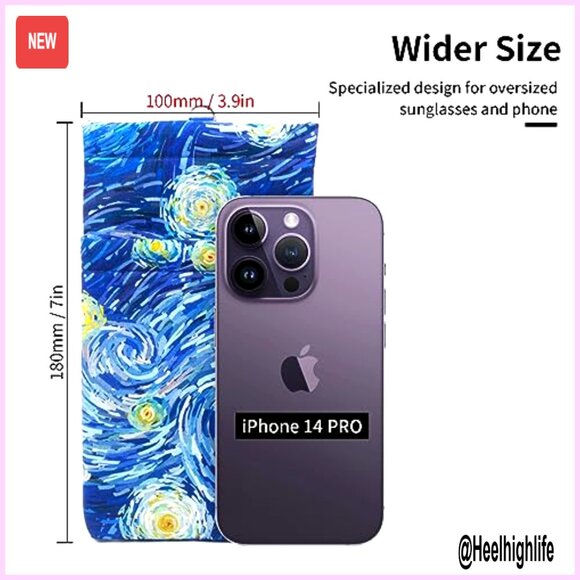 Large Double Eyeglass Case Squeeze Top Microfiber Pouch for Glasses Phone main image 4